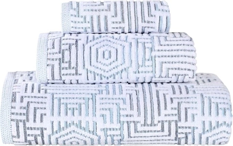 Superior Cotton 3-Piece Towel Set, Quick Dry, Bathroom Essentials, Shower, Spa, Luxury Plush Soft Absorbent Towels, Includes 1 Bath, 1 Hand, 1 Washcloth/Face Towel, Jasper Collection, Blue