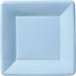 Ideal Home Range 8 Count Square Paper Plates, 7-Inch, Classic Linen Light Blue