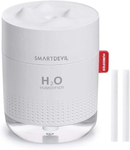 SmartDevil Small Humidifiers, 500ml Desk Humidifiers, Whisper-Quiet Operation, Night Light Function, Two Spray Modes,Auto Shut-Off for Bedroom, Babies Room, Office, Home (White)