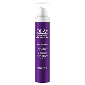 Olay Face Serum by Age Defying Anti-Wrinkle 2-in-1 Day Cream Plus Face Serum, Aloe Vera, 1.7 Fl Oz