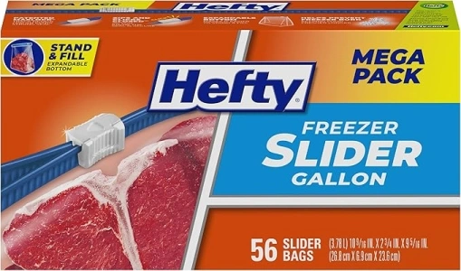 Hefty Slider Freezer Storage Bags, Gallon Size, 56 Count