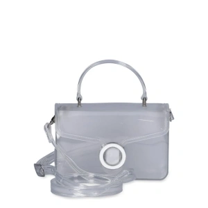 No Boundaries Women's Contemporary Jelly Flap Crossbody Bag, Clear