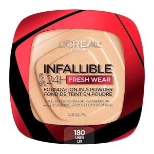 L'Oreal Paris Makeup Infallible Fresh Wear Foundation in a Powder, Up to 24H Wear, Waterproof, Linen, 0.31 oz.