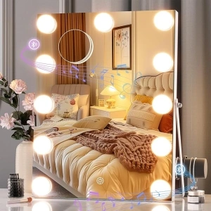 Hasipu Vanity Mirror with Lights and Bluetooth Speaker, 11