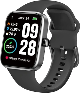 TOZO S2 44mm Smart Watch Alexa Built-in Fitness Tracker with Heart Rate and Blood Oxygen Monitor,Sleep Monitor 5ATM Waterproof HD Touchscreen for Men Women Compatible with iPhone&Android Black