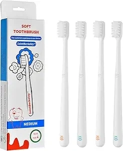 Extra Soft Toothbrushes, Deep Clean, High Density Soft Bristles, Medium, Toothbrushes for Sensitive Gums, Individual Dust-Proof Cover, Eco-Friendly Packaging, 4 Count