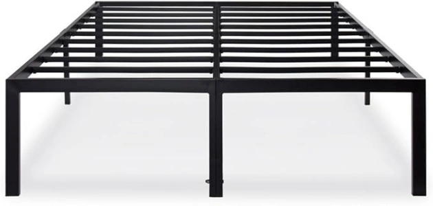 Olee Sleep 18 Inch Heavy Duty Steel Slat Anti-Slip Support, Easy Assembly Platform Bed Frame, Noise Free Steel Mattress Foundation, Maximum Storage, No Box Spring Needed, Black, Queen Size