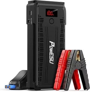 Portable Car Battery Jump Starter - 3000A Peak (Up to 10.0L Gas or 8L Diesel Engine) 12V Portable Jump Box with Indicator Display Jumper Cables, USB Quick Charge 3.0 and LED Light