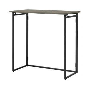 30 in. Rectangular Black Metal Folding Writing Desk with Grey Wood Top