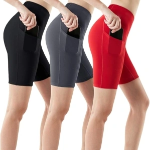 ATHLIO 1, 2 or 3 Pack Women's High Waist Tummy Control Yoga Shorts, Workout Exercise Shorts, Running Shorts w Pocket