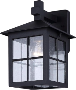 Dom Traditional Outdoor Down Light Lantern, Black Finish, Clear Seeded Glass, 7.25