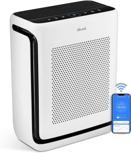 LEVOIT Air Purifiers for Home Large Room Up to 1800 Ft² in 1 Hr with Washable Filters, Air Quality Monitor, Smart WiFi, HEPA Sleep Mode for Allergies, Pet Hair, Pollen in Bedroom, Vital 200S-P, White