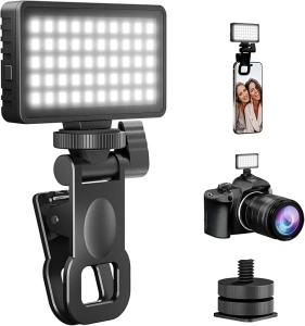 Small Selfie Light, Phone Light with Metal Hotshoe and Clip,50 LED Portable Rechargeable Single Color Video Light for Phones,iPhone, Laptops and Cameras, Selfie, Video Conference, TikTok