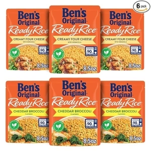 BEN'S ORIGINAL Ready Rice Creamy Four Cheese and Cheddar Broccoli Variety Pack, Easy Dinner Sides, 8.5 OZ Pouch (Pack of 6)