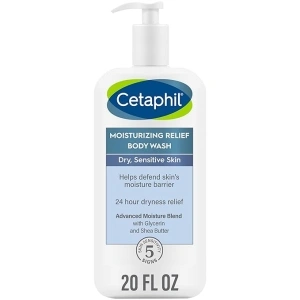 Body Wash by CETAPHIL, NEW Moisturizing Relief Body Wash for Sensitive Skin, Creamy Rich Formula Gently Cleanses and Gives 24 Hr Relief to Dry Skin,Hypoallergenic, Fragrance Free, 20 oz