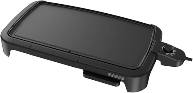 BLACK+DECKER 8-Serving Electric Griddle, GD2051B, Non-Stick Cooking Surface, Warming Tray, Removable Drip Tray, Family Sized