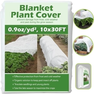 Plant Covers Freeze Protection 10 ft x 30 ft Floating Row Cover 0.9oz/yd² Garden Fabric Plant Cover for Winter Frost/Sun Pest Protection (10FT X 30FT)