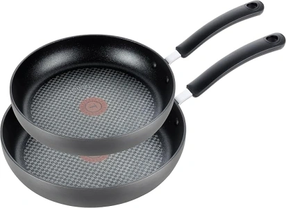 T-fal Ultimate Hard Anodized Nonstick Fry Pan Set 2 Piece, 8, 10 Inch , Oven Broiler Safe 400F, Kitchen, Cookware, Pots and Pans Set Non Stick, Frying Pans, Dishwasher Safe, Black