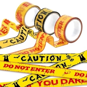 Caution Tape Halloween Decorations 3Pcs, Yellow Caution Tape Roll Crime Scene Decorations Do Not Enter Tape,Caution Warning Tape For Crime Scene Halloween Party Indoor Outdoor (2 