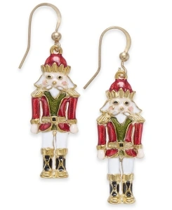 Gold-Tone Epoxy Nutcracker Drop Earrings, Created for Macy's