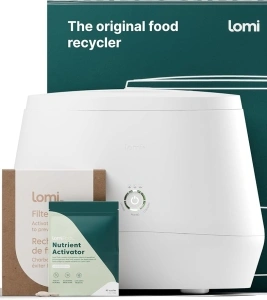 Lomi 1 – 3L, Electric Composter (45 Cycles), World’s First Smart Waste Kitchen Bin That Turns Waste into Natural Fertilizer with a Single Button, Indoor Compost, Kitchen Food Recycler (White, Lomi 1)