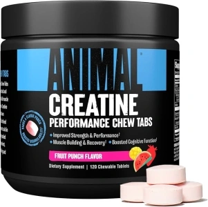 Animal Creatine Chews Tablets - Enhanced Creatine Monohydrate with AstraGin to Improve Absorption, Sea Salt for Added Pumps, Delicious and Convenient Chewable Tablets - Fruit Punch