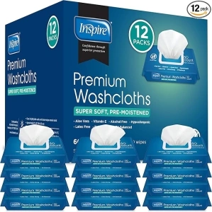 Inspire Adult Wet Wipes Adult Wash Cloths, Adult Wipes for Incontinence & Cleansing, 8