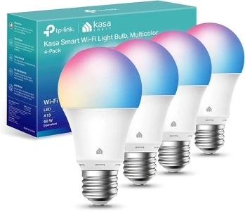 Kasa Smart Light Bulbs, Full Color Changing Dimmable Smart WiFi Bulbs Compatible with Alexa and Google Home, A19, 9W 800 Lumens,2.4Ghz only, No Hub Required, 4 Count (Pack of 1), Multicolor (KL125P4)