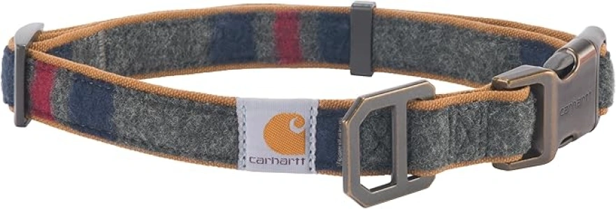 Carhartt Pet Fully Adjustable Webbing Collars for Dogs, Reflective Stitching for Visibility, Blanket Stripe, Medium