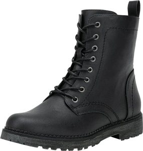 Vepose Women's 25 Combat Ankle Boots Lace up Inner Zipper Mid Calf Booties for Lady