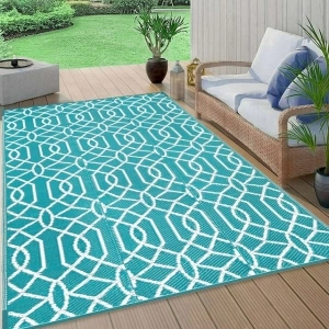 Yamaziot 6'x9' Outdoor Rugs Patio Rug Reversible Mats RV Outdoor Rugs Camping Rugs Plastic Straw Rug Outdoor Area Rug for Patios, Camping, Porch, RV, Balcony, Beach, Deck Teal