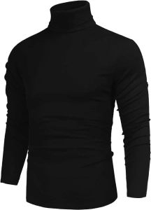 Poriff Men's Casual Slim Fit Basic Tops Knitted Lightweight Turtleneck Pullover Sweater