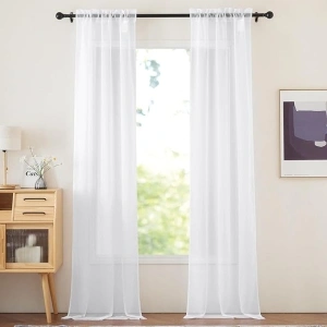 NICETOWN White Sheer Curtains 108 inches Long 2 Panels Set, Rod Pocket Airy & Breathable Voile Sheer Window Treatments with Light Filtering for Living Room/Bedroom, W30 x L108