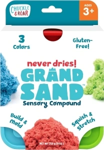 Chuckle & Roar - Grand Sand - Tactile Construction Sand - Educational Fun for Preschoolers - Fidget Arts and Crafts for Toddlers - Never Dries - Ages 3 and Up