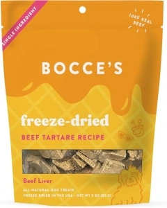 Bocce's Bakery Freeze Dried Beef Tartare Treats for Dogs - All-Natural, Freeze-Dried Treats Made with One Ingredient, Made in The USA, 3 oz