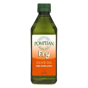 Pompeian Made Easy Fry Olive Oil, High Smoke Point, Perfect for Frying Foods such as Chicken and Potatoes, American Heart Association Certified, Non-Allergenic, Non-GMO, 16 Fl Oz (Pack of 1)