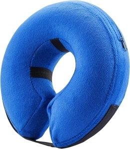 BENCMATE Protective Inflatable Collar for Dogs and Cats - Soft Pet Recovery Collar Does Not Block Vision E-Collar (Large, Blue)