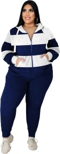 Tycorwd Women's Plus Size Two Piece Outfits Sweatsuits Sets Long Sleeve Loungewear Tracksuit Sets