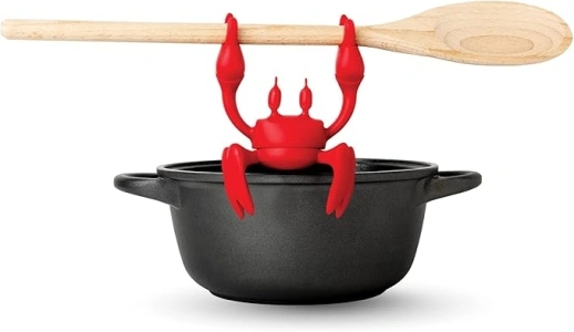 OTOTO Red the Crab Silicone Utensil Rest - Kitchen Gifts, Silicone Spoon Rest for Stove Top - Heat-Resistant, Funny Kitchen Gifts, Cooking Gifts - Non-Slip Spoon Holder Stove Organizer, Steam Releaser