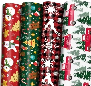 OHOME Christmas Wrapping Paper - Christmas Decorations | Christmas Gift Bags | Red, Green and White Christmas Tissue Paper -Christmas Gifts for Kids Men Women | Christmas Party Favors,29