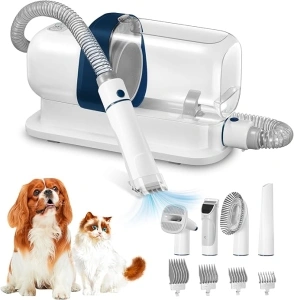 Pet Grooming Vacuum & Dog Grooming Kit with 2.3L Capacity Larger Pet Hair Dust Cup Dog Brush for Shedding Pet Hair Vacuum Cleaner with 5 Proven Grooming Tools