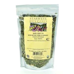 Starwest Botanicals Organic Wood Betony Herb C/S, 4 Ounces