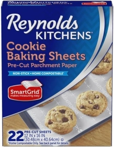 Reynolds Kitchens Cookie Baking Sheets, Pre-Cut Parchment Paper, 22 Sheets (Pack of 1)