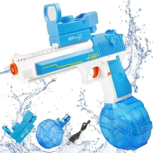 Water Gun for Boys Girls 3-6 Years, Water Squirt Toy with 425cc Drum Electric 32 FT Range Water Blaster Summer Outdoor Toy for Kids Age 5 6 7 8 Year Old (Blue)