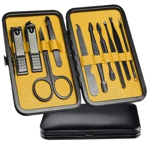 Nail Clippers Sets High Precisio Stainless Steel Nail Cutter Pedicure Kit Nail File Sharp Nail Scissors and Clipper Manicure Pedicure Kit Fingernails & Toenails with Portable stylish case (Yellow)