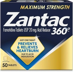 Zantac 360 Maximum Strength Tablets, 50 Count, Heartburn Prevention and Relief, 20 mg Tablets