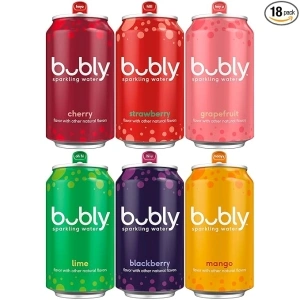 bubly Sparkling Water, 6 Flavor Variety Pack (Blackberry, Lime, Cherry, Grapefruit, Strawberry, Mango), Zero Sugar & Zero Calories, Seltzer Water, 12 Fl Oz Cans (Pack of 18)