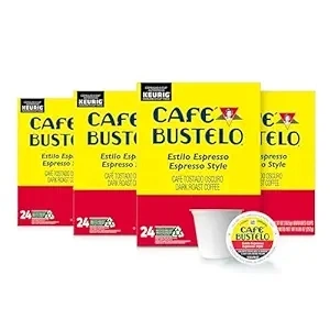 Café Bustelo Espresso Style Dark Roast Coffee, 24 Count (Pack of 4), Total 96 Keurig K-Cup Pods