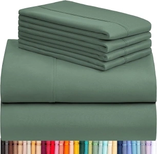 LuxClub 6 PC Queen Sheet Set, Breathable Luxury Bed Sheets, Deep Pockets 18