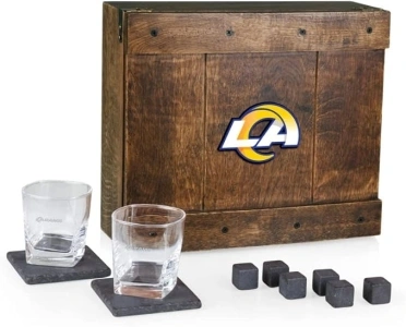 PICNIC TIME NFL unisex-adult NFL Whiskey Box Gift Set, Whiskey Glasses Set of 2, Whiskey Stones Gift Set